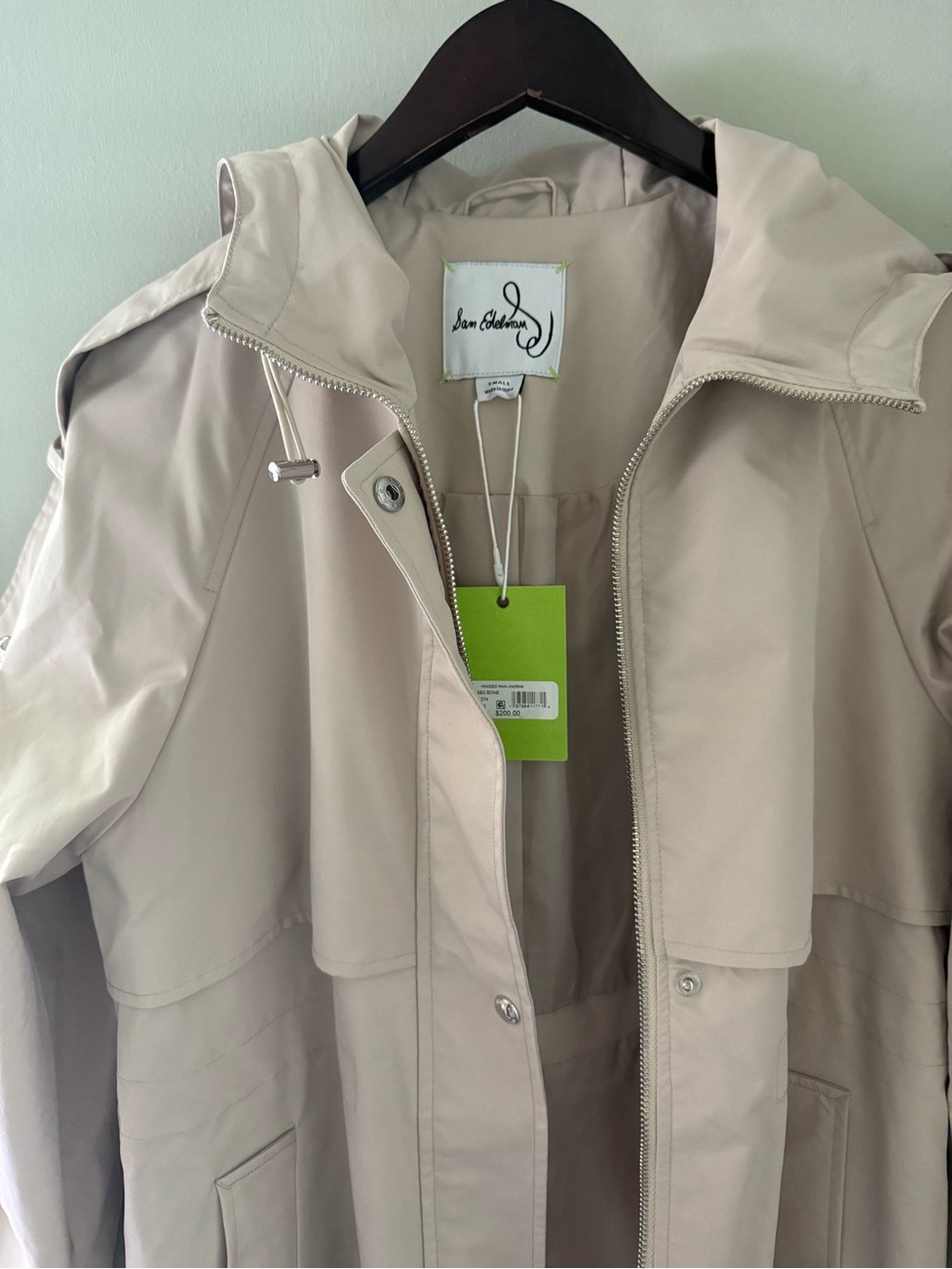 Sam Edelman Hooded Trench Rain Coat in Light Beige
